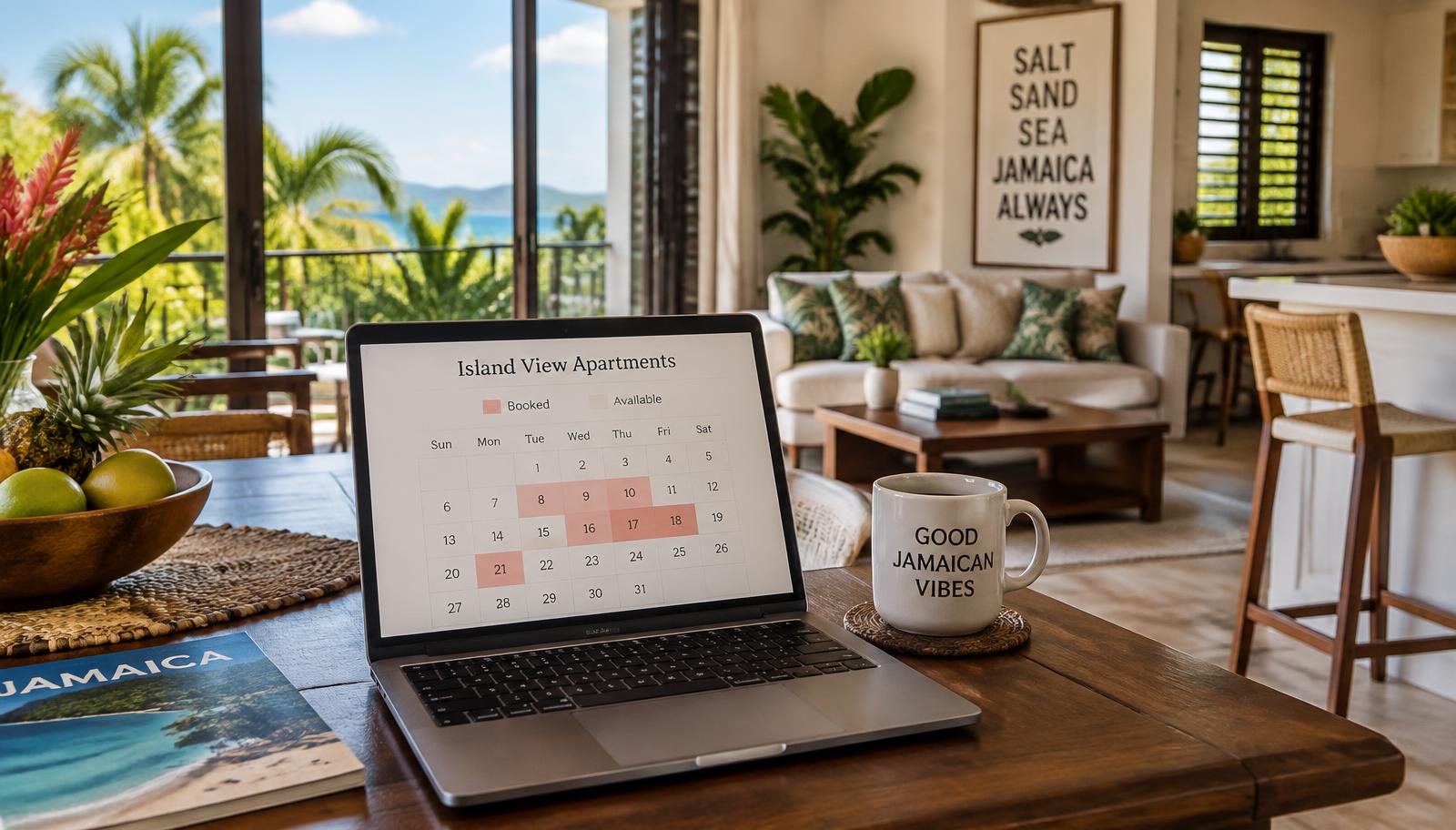 Jamaica vacation rental booking calendar showing booked and vacant nights