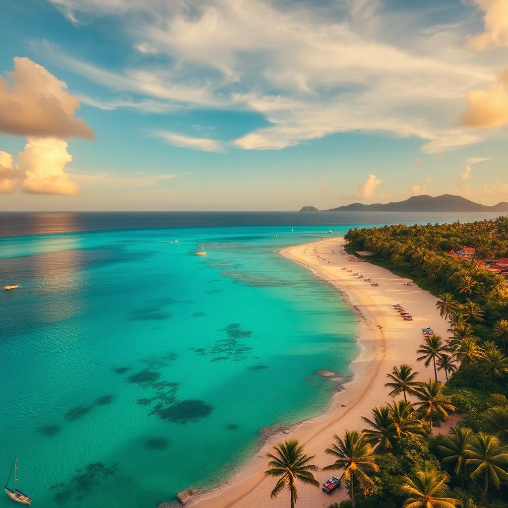 Jamaican coastline at golden hour