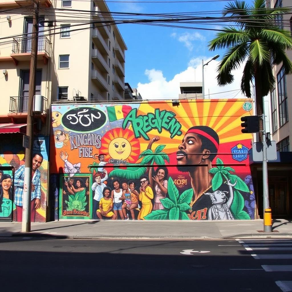 Colorful Kingston street art mural
